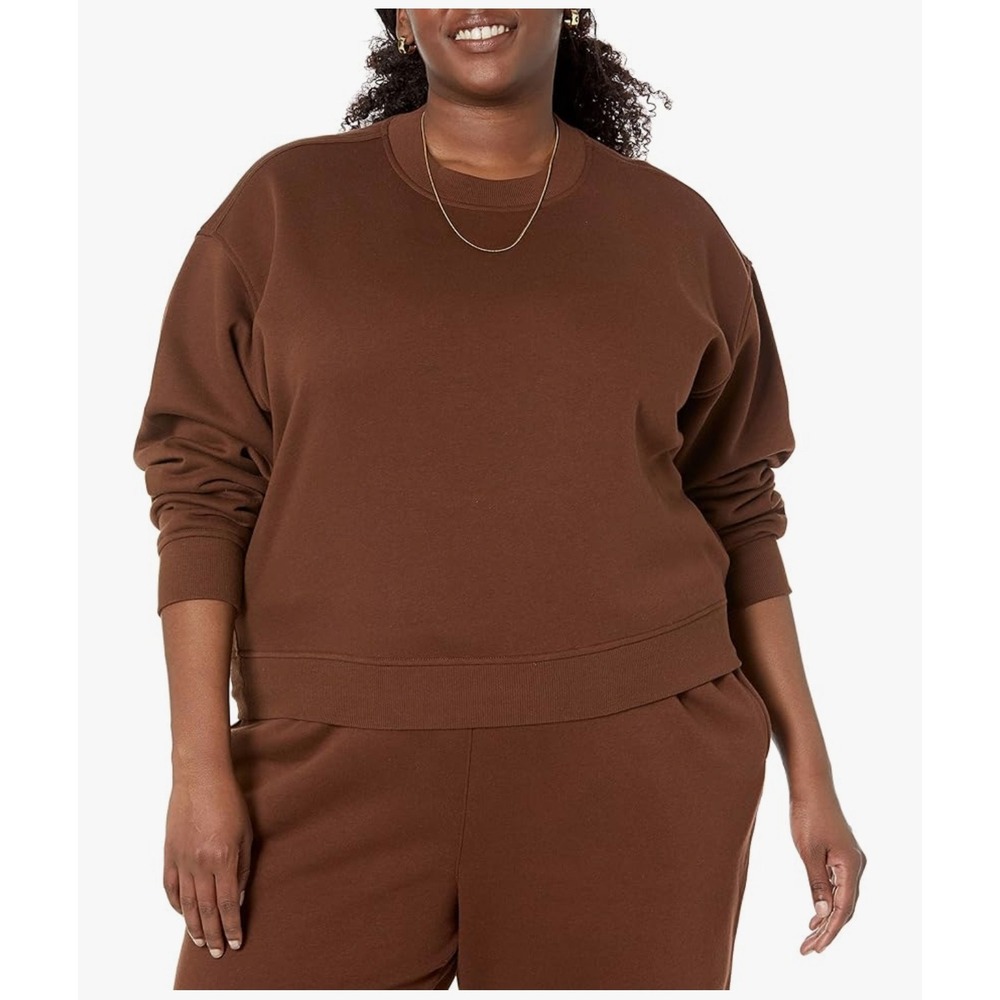 Amazon Essentials Womens 6X Brown Oversized Fleece Crewneck Sweatshirt Plus Size